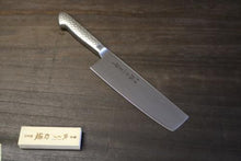 画像をギャラリービューアに読み込む, 越乃一刀 モリブデン鋼 割込(ステン柄) 菜切 180mm