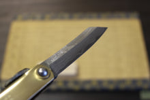画像をギャラリービューアに読み込む, 越乃一刀 折込ナイフ 青紙多層鋼 真鍮鞘 大