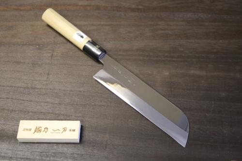 越乃一刀 鏡仕上 白紙鋼   鎌型薄刃 180mm