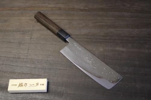 越乃一刀 鏡仕上 菜切165mm (青紙鋼割込) 紫檀八角柄