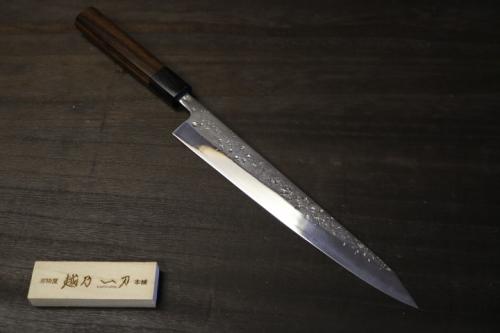 越乃一刀 鏡仕上  筋引 240mm (青紙鋼割込) 紫檀八角柄