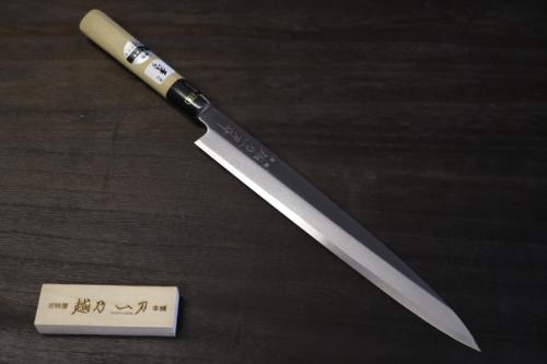 祥太郎作 柳刃包丁 白ニ鋼 水本焼 刃渡り 尺 堺打刃物】水本焼(白二鋼