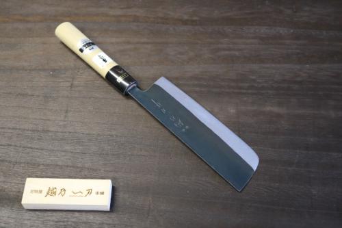 関の刃物 菜切包丁 165mm 金銘 兼正作 多層鋼 黒流し黒打 薄刃 30569_2.jpg