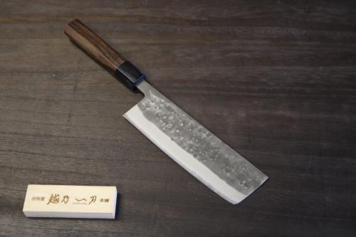 越乃一刀 菜切165mm (青紙鋼割込) 紫檀八角柄