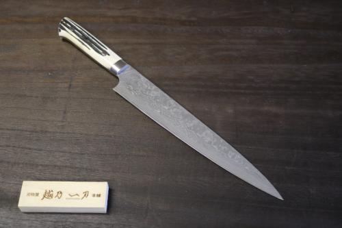 佐治武士 作 筋引270mm R2(SG-2) 積層鋼 黒仕上 白鹿角ハンドル