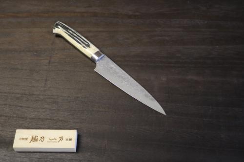 佐治武士 作 ペティ 150mm R2(SG-2) 積層鋼 黒仕上 白鹿角ハンドル