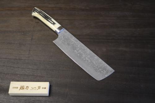 佐治武士 作  菜切 170mm R2(SG-2) 積層鋼 黒仕上 白鹿角ハンドル