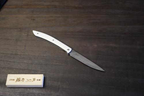 佐治武士 作 R2(SG-2) 積層鋼 マイカルタ柄 白 フォールディング ステーキナイフ