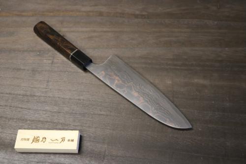 誠貴作 青紙積層鋼 黒檀柄 出刃 6寸