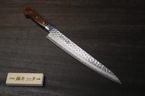 越乃一刀  VG-10鎚目17層ダマスカス 筋引240mm マホガニー柄