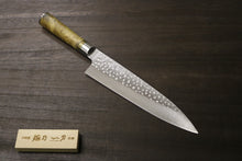 画像をギャラリービューアに読み込む, 佐治武士 作 牛刀210mm R2(SG-2) 鎚目 カリンコブ柄
