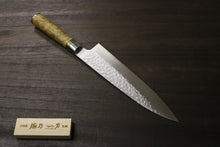 画像をギャラリービューアに読み込む, 佐治武士 作 牛刀210mm R2(SG-2) 鎚目 カリンコブ柄
